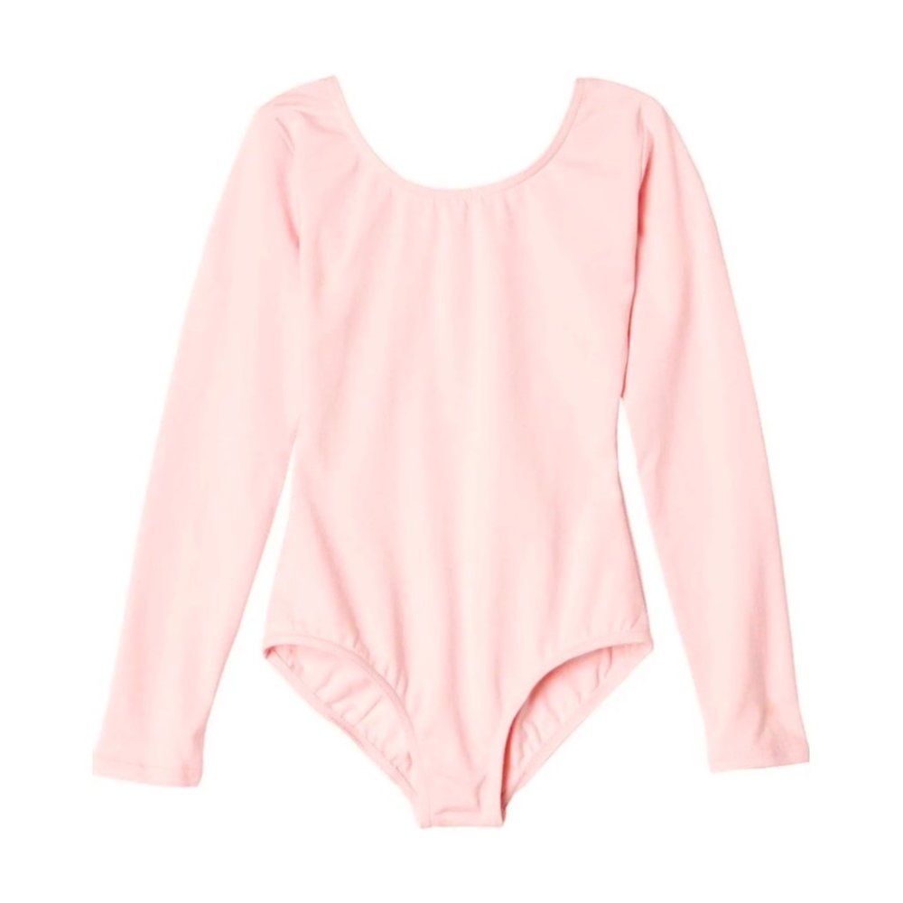 Capezio Childs Leotard Pink Long Sleeve Scoop Neck Dance M L